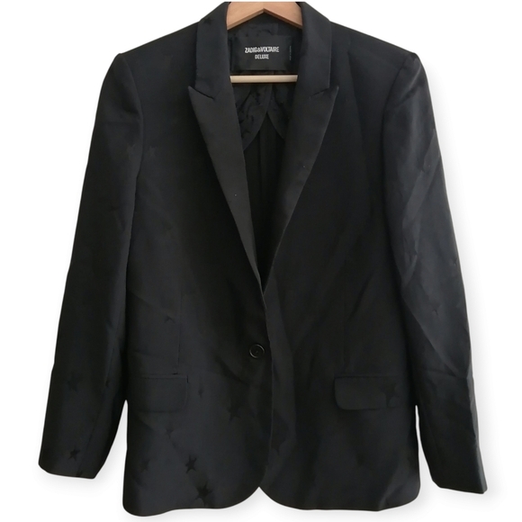 Zadig & Voltaire Victor Star Deluxe Embossed Black Blazer 38 (Medium) - Picture 1 of 17